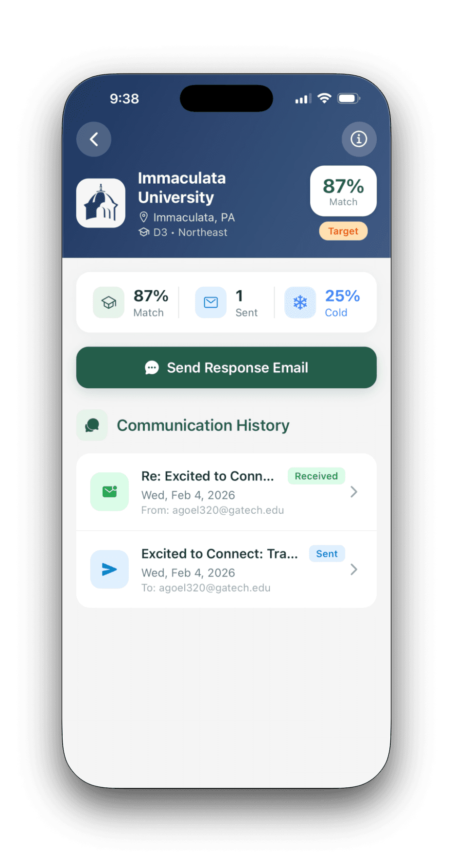 School communication history in OneCommit